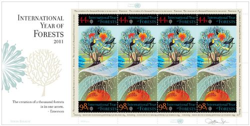 UNNY 1035-6 44c, 98c International Year of Forests Sheet of 8 #UNNY1035-6sh