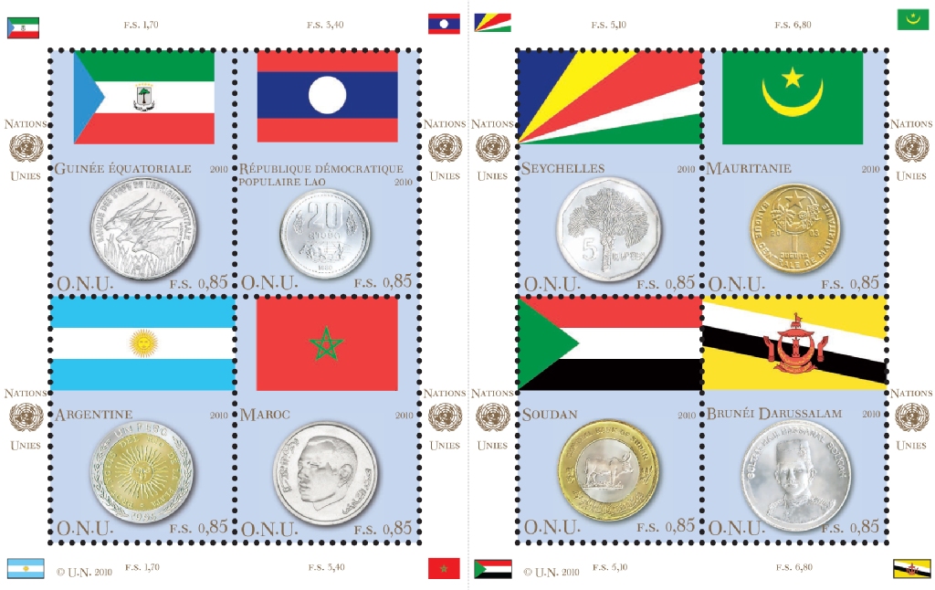 UNV 459 65e Coin and Flag Sheet of 8 Mint NH #ung459
