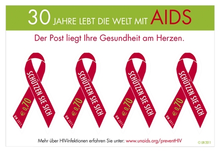 UNV 498 .70e Living with Aids S/S of 4 #unv498