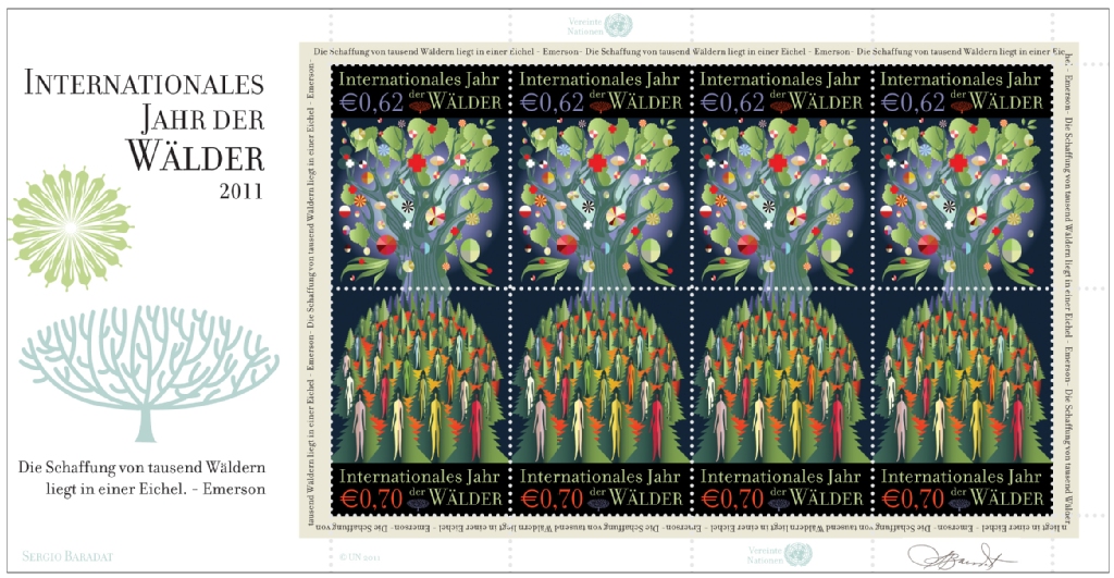 UNV 505-6 .62e, .70e Int Year of Forests Sheet of 8 #unv506s