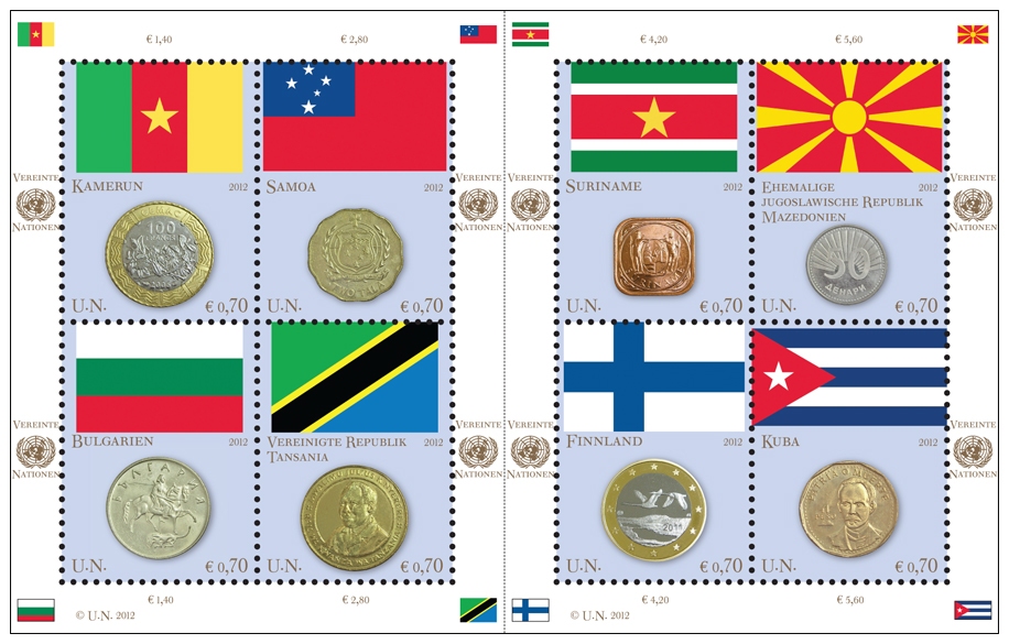 UNV 507 .70e Coins  Flags Sheet Mint NH #unv507