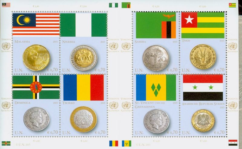 UNV 539 .70 Flag and Coin Sheetlet of 8 #unv539sh