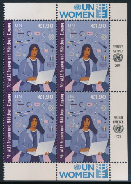 UNV 737     1.90�  International Women's Day   Mint NH  Inscription Block #unv737ib