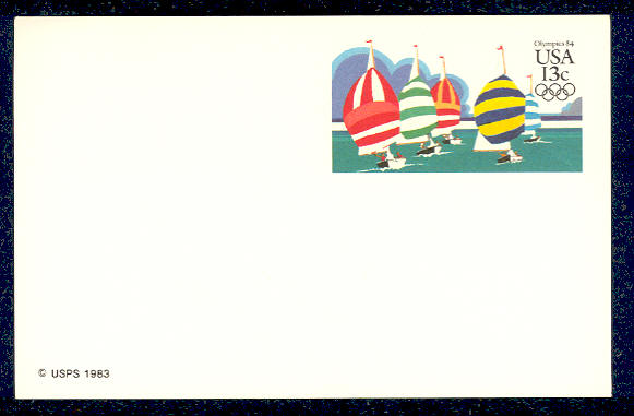 UX100   13c Yachting F-VF Mint Postal Card #UX100