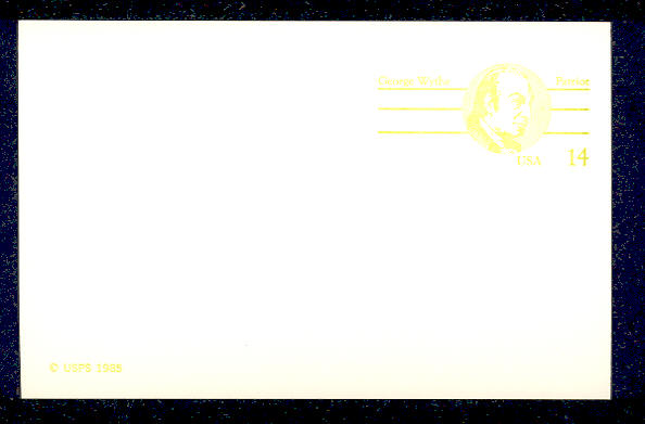 UX108   14c G. Wythe F-VF Mint Postal Card #UX108