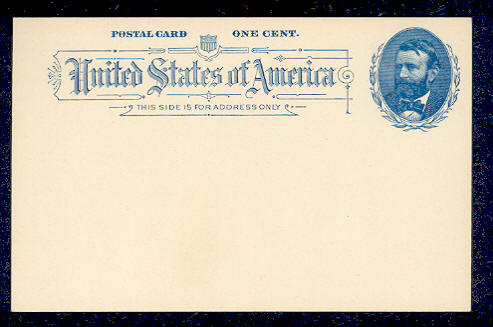 UX 11   1c Grant, blue F-VF Mint Postal Card #16568