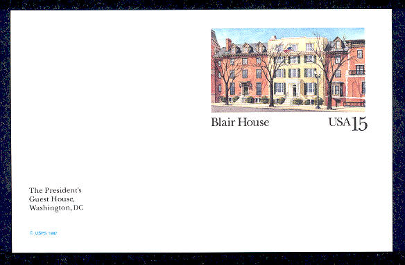 UX121   15c Blair House F-VF Mint Postal Card #UX121