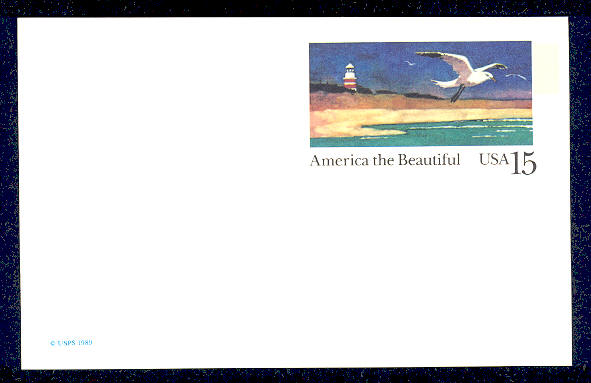 UX132   15c Seashore F-VF Mint Postal Card #UX132