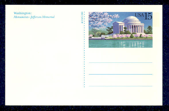 UX144   15c Jefferson Memorial F-VF Mint Postal Card #UX144