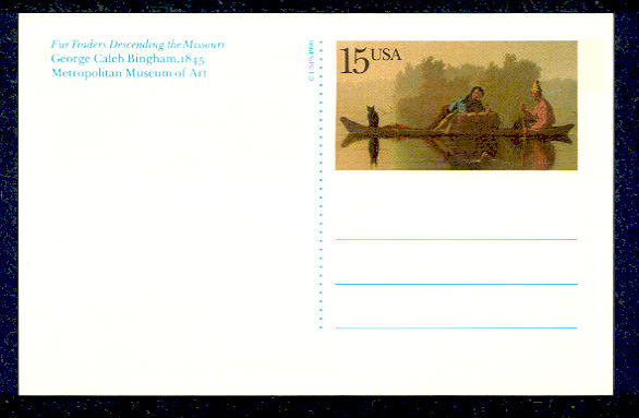 UX147   15c Fur Traders F-VF Mint Postal Card #UX147
