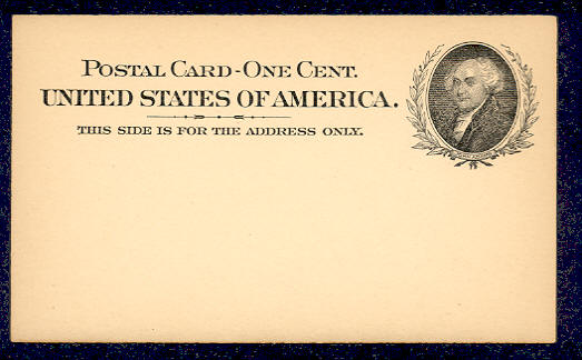 UX 15   1c Adams, black F-VF Mint Postal Card #16571