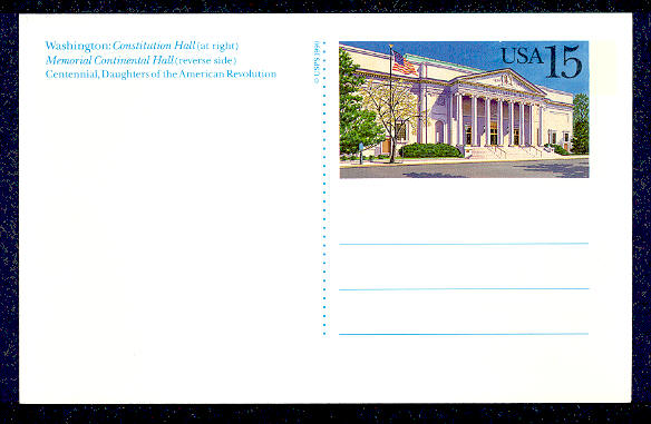 UX151   15c Constitution Hall F-VF Mint Postal Card #UX151