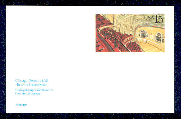 UX152   15c Orchestra Hall F-VF Mint Postal Card #UX152