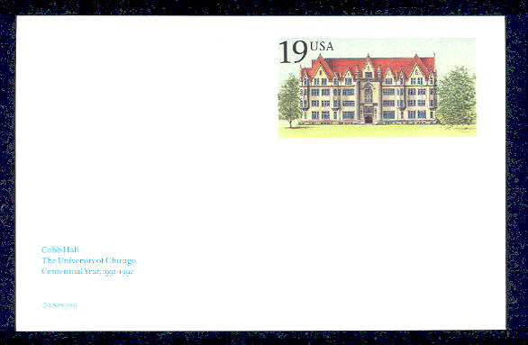UX161   19c Cobb Hall F-VF Mint Postal Card #UX161