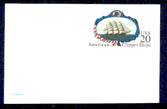 UX220   20c Clipper Ships Mint Postal Card #UX220