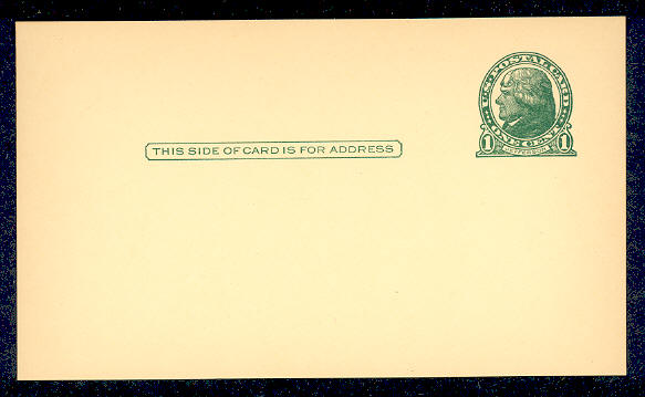 UX 27   1c Jefferson, die 1 F-VF Mint Postal Card #16580