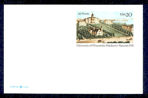 UX301   20c University of Wisconsin F-VF Mint Postal Card #UX301