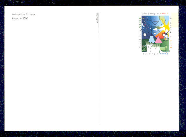 UX315   20c Adoption F-VF Mint Postal Card #UX315