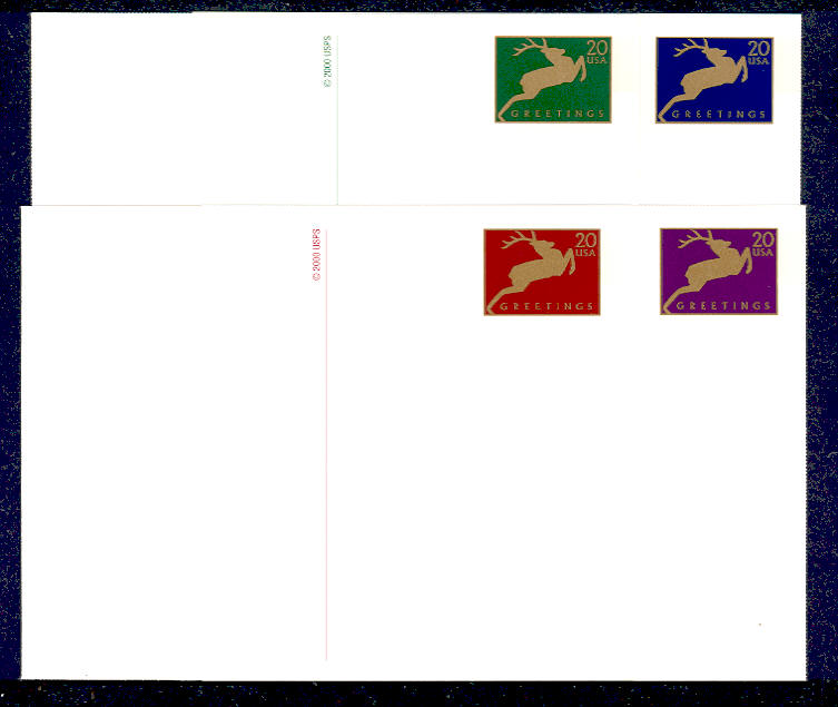 UX357-60 20c Deer set of 4 F-VF Mint Postal Cards #UX357-60