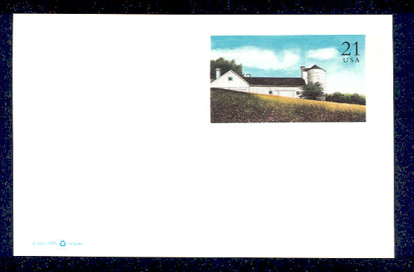 UX375   21c White Barn F-VF Mint Postal Card #UX375