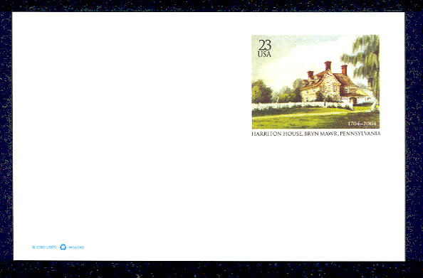 UX406   23c Harrison House F-VF Mint Postal Card #UX406