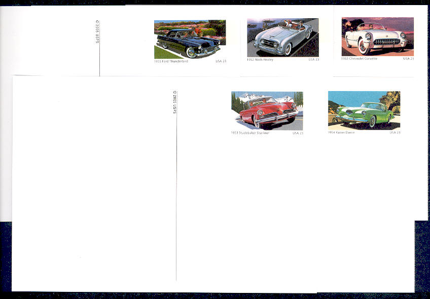 UX440-4  23c Sporty Cars set of 5 F-VF Mint Postal Cards #UX440-4
