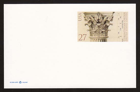 UX534 27c Corinthian Columns postal card #UX534