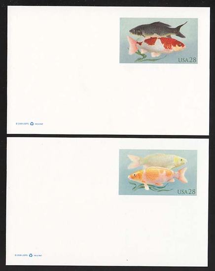 UX555-56 28c Koi Fish Mint Postal Cards #ux555