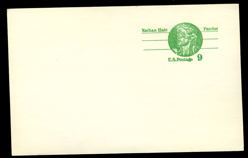 UX 72a 9c Nathan Hale Missing cent sign error Mint Postal card #ux72a