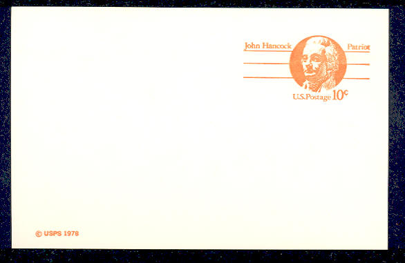 UX 75   10c Hancock F-VF Mint Postal Card #ux75