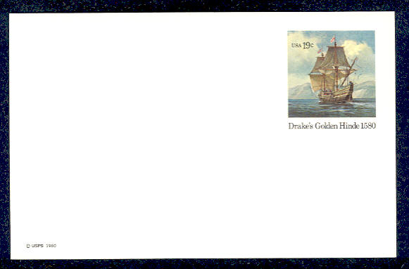 UX 86   19c Golden Hinde F-VF Mint Postal Card #ux86
