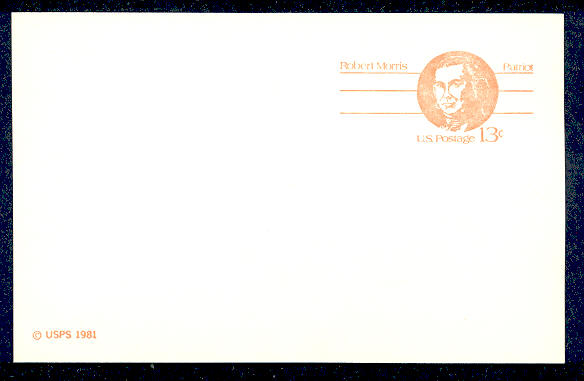 UX 93   13c Morris F-VF Mint Postal Card #ux93