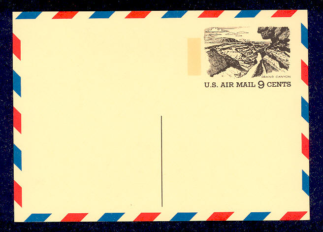 UXC12   9c Grand Canyon. F-VF Mint Airmail Postal Card #UXC12
