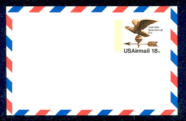 UXC15   18c Visit USA. F-VF Mint Airmail Postal Card #UXC15