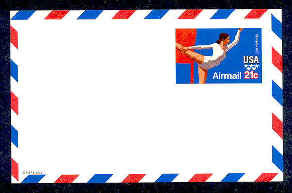 UXC18   21c Olympics F-VF Mint Airmail Postal Card #UXC18