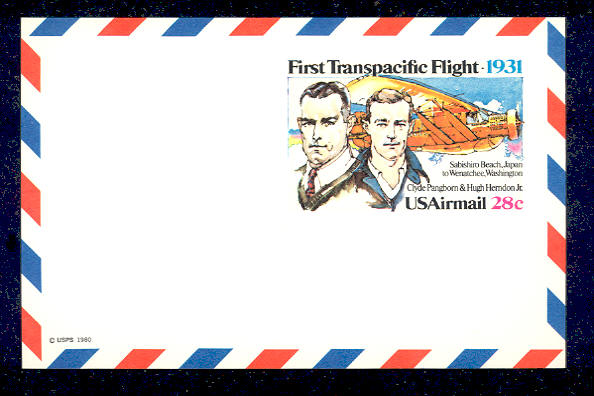 UXC19   28c Trans-Pacific F-VF Mint Airmail Postal Card #UXC19