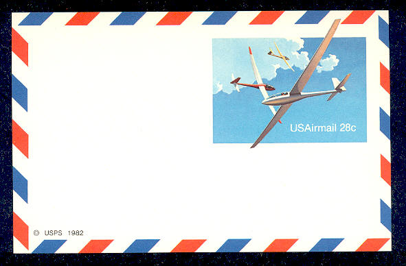 UXC21   28c Skating F-VF Mint Airmail Postal Card #UXC21