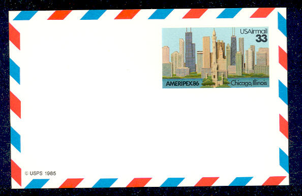UXC23   33c Ameripex F-VF Mint Airmail Postal Card #UXC23