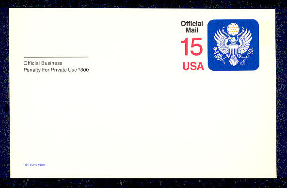 UZ4    15c Eagle Mint Official Postal Card #UZ4
