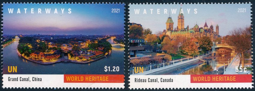 "UNNY 1278-79 .55 + 1.20 Waterway,Railway Bridges 2 MNH Singles" unny1278-79nhset