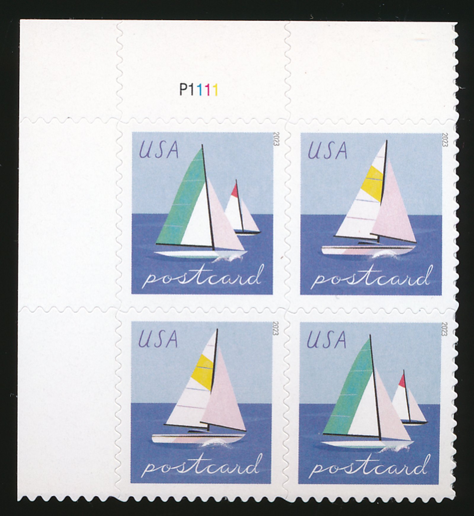 5747-48 .48 Sail Boats  Plate block of 4 5747-48pb