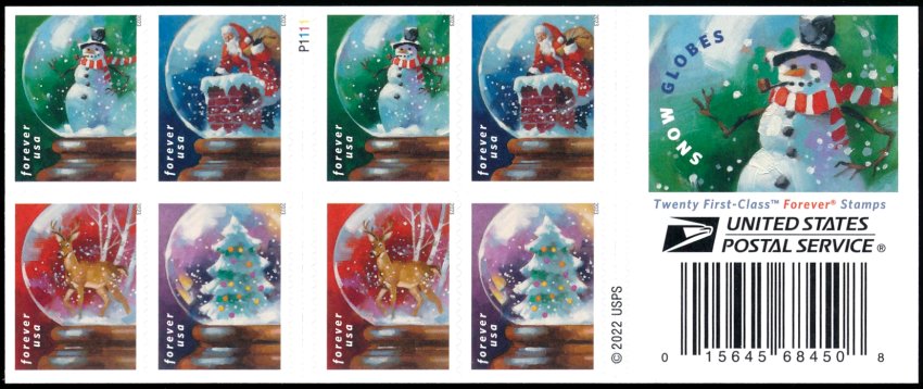 5816-19 Forever Snow Globes MNH Double-sided Booklet Pane of 20 5816-19dsb