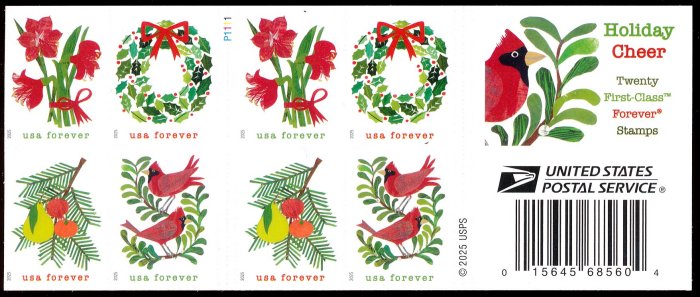 6033-36   .78 Forever Holiday Cheer  Mint NH Double Sided Booklet of 20 6033-36dsb