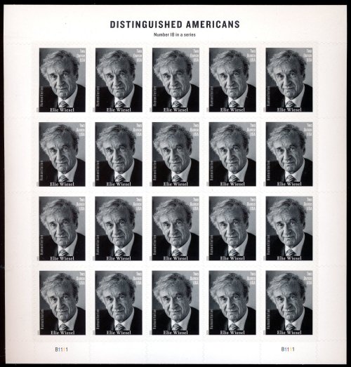 6037   1.07 Forever Elie Wiesel 2 oz rate  Mint NH Sheet of 20 6037sh