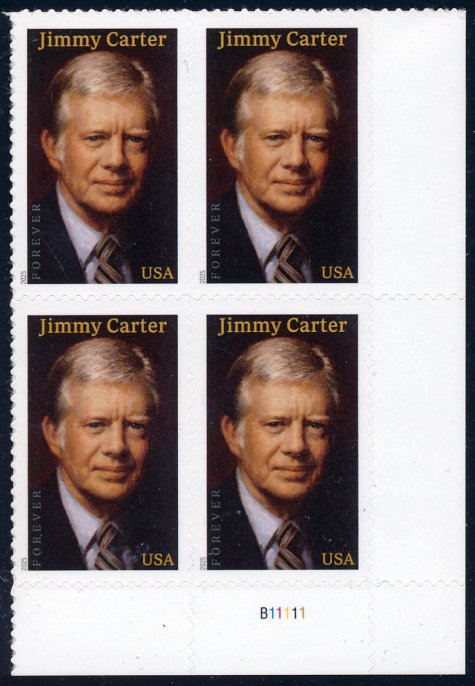 6043   .78 Forever Jimmy Carter  Mint NH Plate Block of 4 6043pb