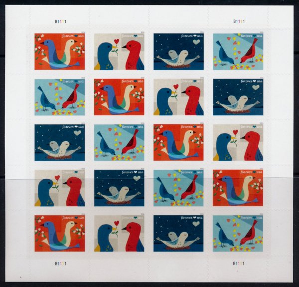 6046-49   .78 Forever Love  Mint NH Sheet of 20 6046-49sh