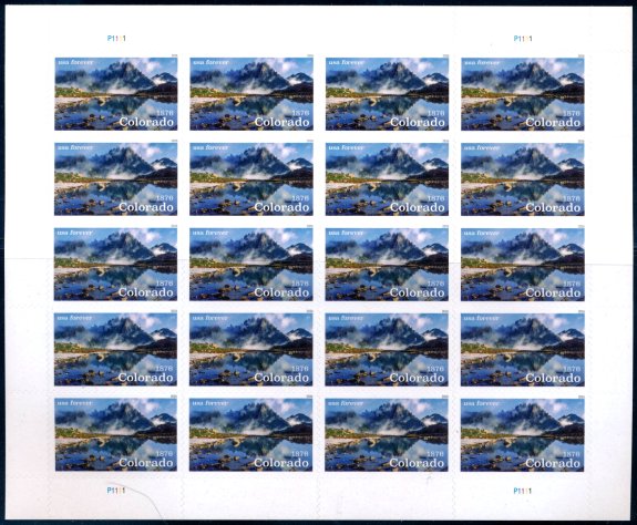 6052   .78 Forever Colorado Statehood  Mint NH Sheet of 20 6052sh