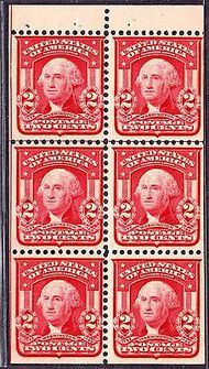 319fq 2 Wash. Booklet pane of 6, Type II Mint NH  F-VF 319fqnh