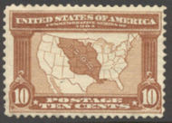327 10c Louisiana Purchase Map, red brown, F-VF Mint NH 327nh