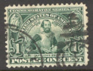 328 1c Jamestown Smith, green, Used, Minor Defects 328usedmd
